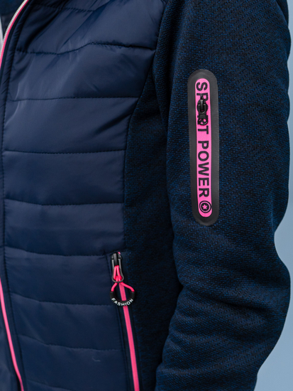 Ženska prošivena majica-jakna s kapuljačom tamnoplava Bolf KSW4001