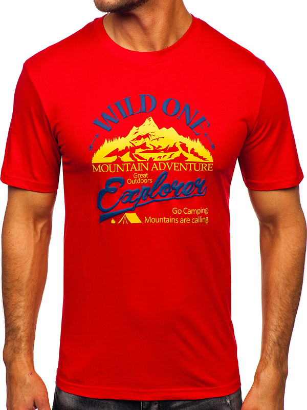 Muška pamučna majica s printom Crvena Bolf MPO3484