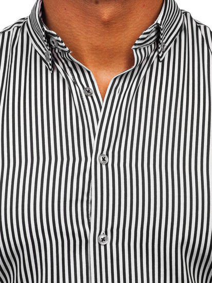 Crna prugasta muška košulja dugih rukava Bolf 22731