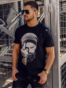 Muška pamučna majica s printom Crno Bolf 142175A