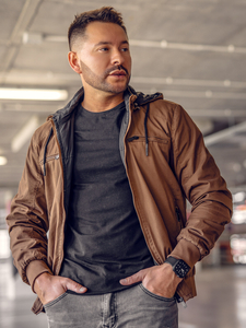 Muška smeđa prijelazna pamučna jakna Bolf 84M3010A