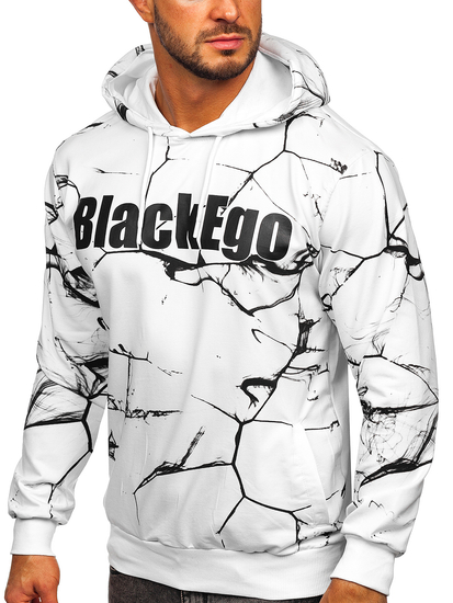 Bijela s printom dukserica muška s kapuljačom Bolf 6453