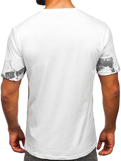 Bijela pamučna majica muška s printom Bolf 14766