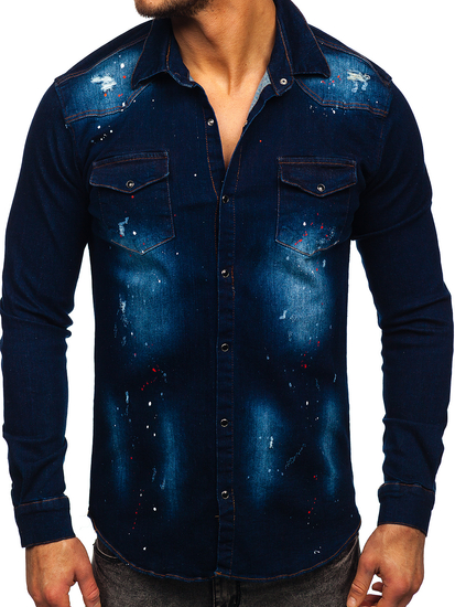 Tamnoplava košulja muška od trapera dugih rukava Bolf R703