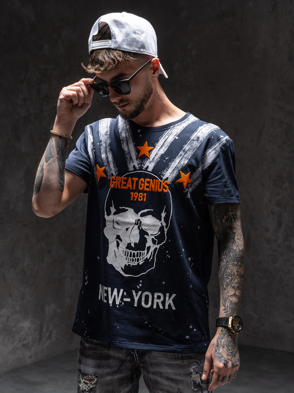 Tamnoplava majica muška s printom Bolf Y70006