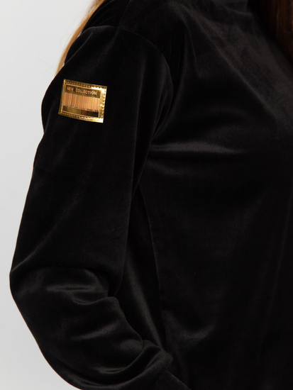 Crni dvodijelni ženski komplet trenirke od velura Bolf 8129