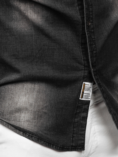 Crna muška traper košulja dugih rukava Bolf MC703N