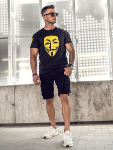 Crna majica muška s printom Bolf 192367