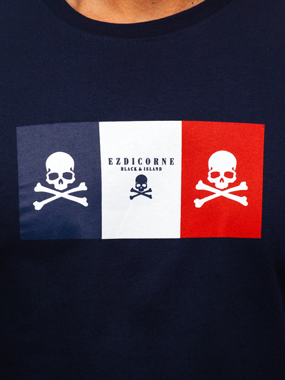 Tamnoplava pamučna muška majica s printom Bolf 14784