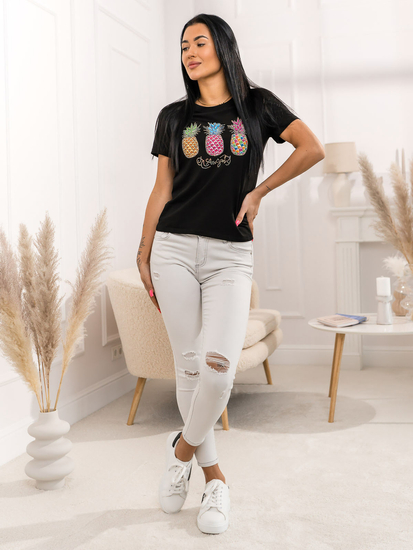 Ženska majica s printom Crna Bolf 95T2522