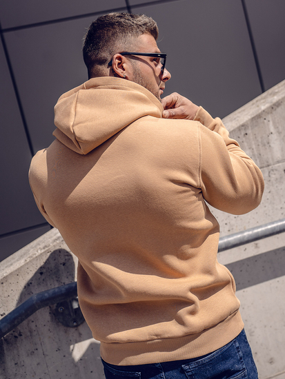 Smeđa muška dukserica s kapuljačom s klokan džepom Bolf 1004