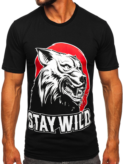 Crni pamučni muški T-shirt s printom Bolf 143021