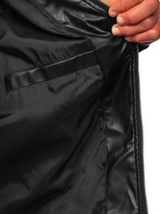 Crna muška kožna bomber jakna Bolf 6705