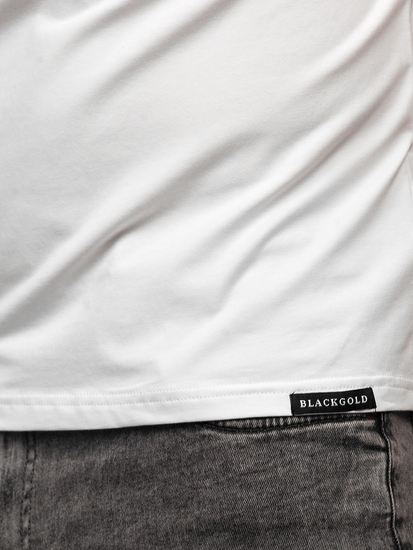 Bijela muška majica s printom sa šljokicama Bolf MT3037