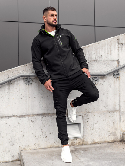 Crno-zelena muška prijelazna jakna softshell Bolf WX085