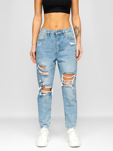 Plave traperice ženske mom fit Bolf WL2101