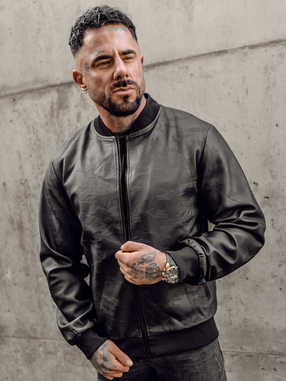 Crna kožna bomber jakna muška Bolf 3A63A