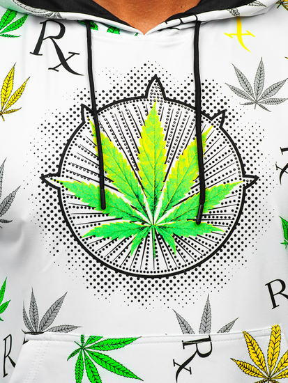 Bijela s printom dukserica muška s kapuljačom Bolf HM612