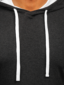 Majica muška bez printa antracit-bijela s kapuljačom Bolf 08