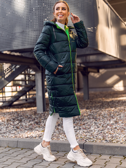 Zelena duga prošivena ženska zimska jakna s kapuljačom Bolf J9063