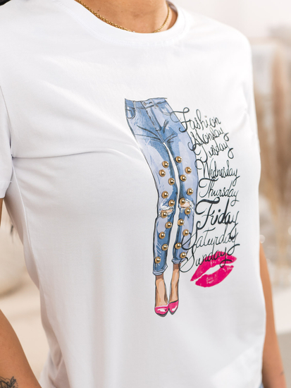 Ženska majica s printom Bijela Bolf 95T2507