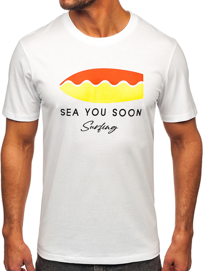 Muška pamučna majica s printom Bijela Bolf MPO3457