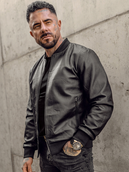 Crna kožna bomber jakna muška Bolf 3A65A