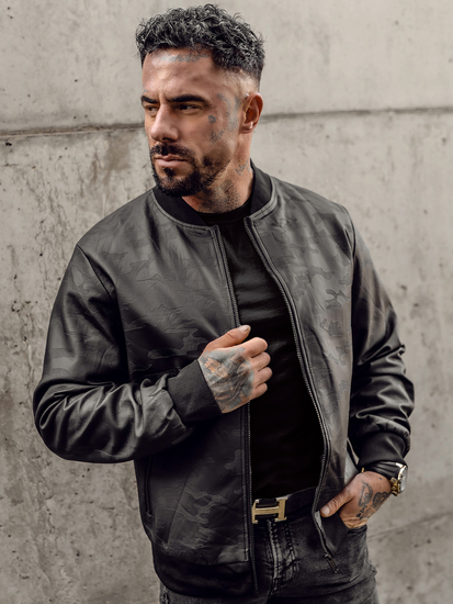 Crna kožna bomber jakna muška Bolf 3A63A