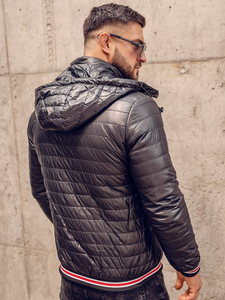 Crna prijelazna muška prošivena jakna Bolf 6191A