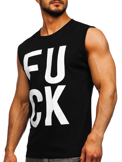 Crna majica tank top s printom Bolf 14820