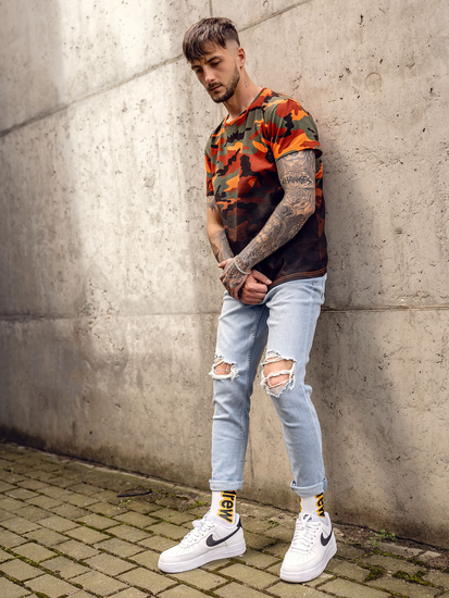 Zelena i narančasta muška camo majica s printom Bolf S808A1