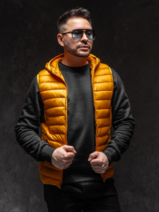 Narančasti prošiven prsluk muški s kapuljačom Bolf LY36