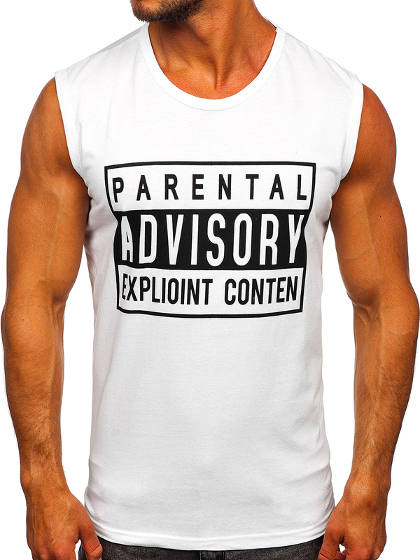 Bijela majica tank top s printom Bolf 14828