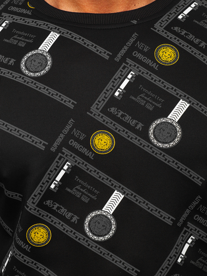 Crna dukserica bez kapuljače s printom Bolf 8B1110