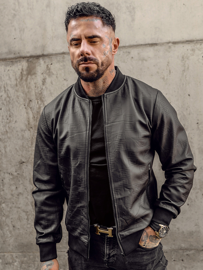 Crna kožna bomber jakna muška Bolf 3A65A