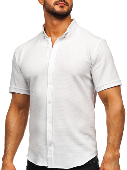 Bijela muška košulja od muslina s kratkim rukavima Bolf 2013