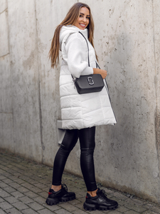 Bijeli dugi prošiveni prsluk ženski Bolf 82019