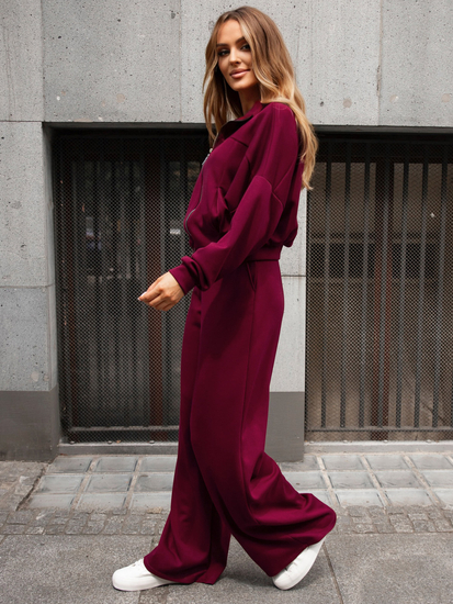 Ženski dvodijelni trenirke komplet na patent bordo Bolf 821109