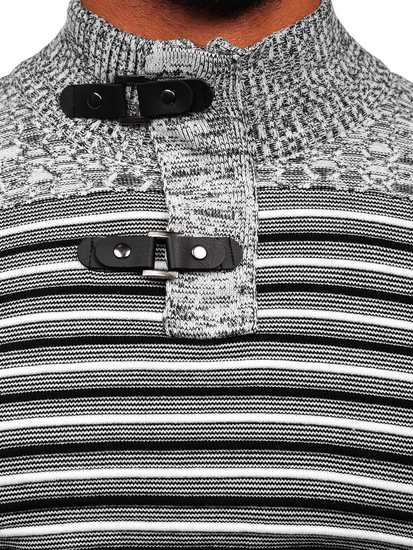 Bijeli džemper muški sa stojećim ovratnikom Bolf 1028