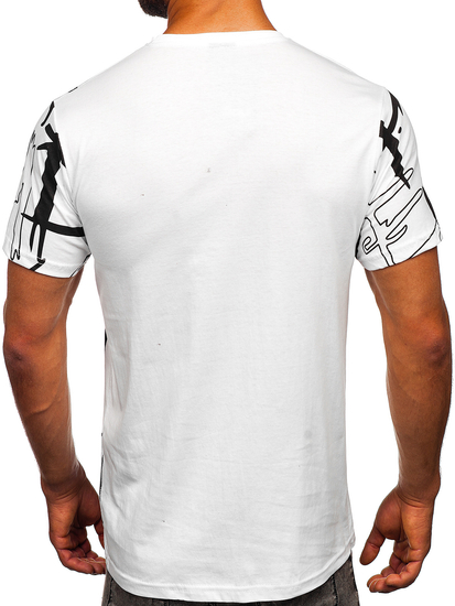 Bijela pamučna muška majica s printom Bolf KS1972