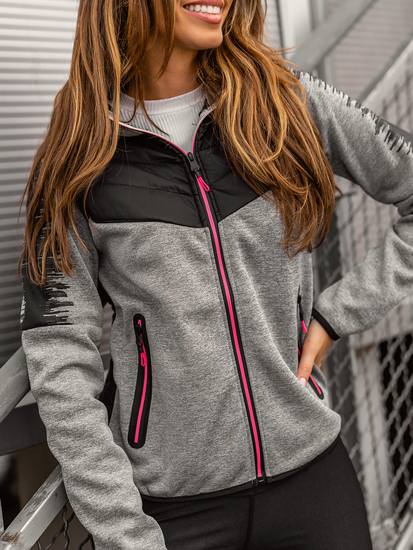 Ženska prošivena majica-jakna s kapuljačom siva Bolf KSW4007A