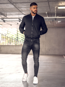 Crna dvostrana prijelazna muška bomber jakna Denley 84M3005A