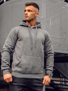 Antracitna muška majica s kapuljačom s klokan džepom Bolf 2009A