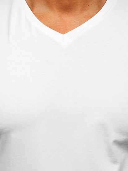 Muški longsleeve u V-izrezu bez printa bijeli Bolf 172008