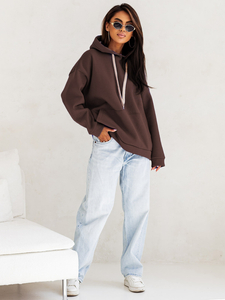 Ženska podstavljena hoodica s kapuljačom čokoladna Bolf 82131