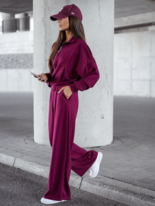 Ženski dvodijelni trenirke komplet na patent bordo Bolf 821109