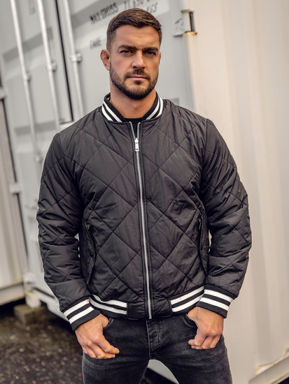 Crna obostrana muška zimska jakna bejzbolka bomber Bolf 3B105