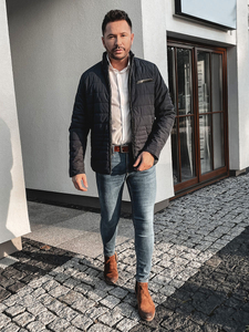 Tamnoplava prošivena prijelazna muška jakna Bolf 22M12