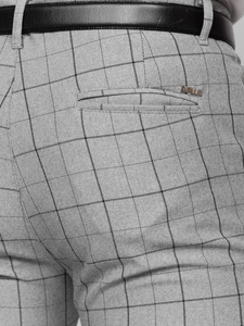 Sivo-crne muške karirane chino hlače Bolf 0032