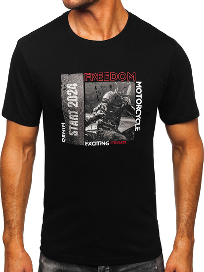 Muška pamučna majica s printom Crna Bolf MPO3475